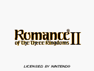 Romance of the Three Kingdoms II title screen for Super Nintendo